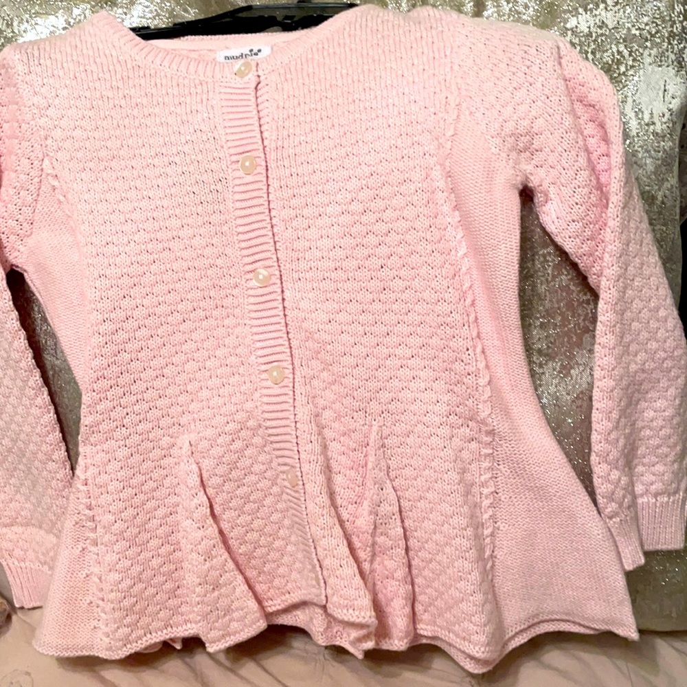 Mud Pie 2-3T pink ruffled button down cardigan